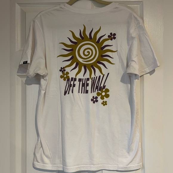 Vans Off The Wall White With Purple Gold Logo Short Sleeve Size Medium casual - Picture 6 of 9